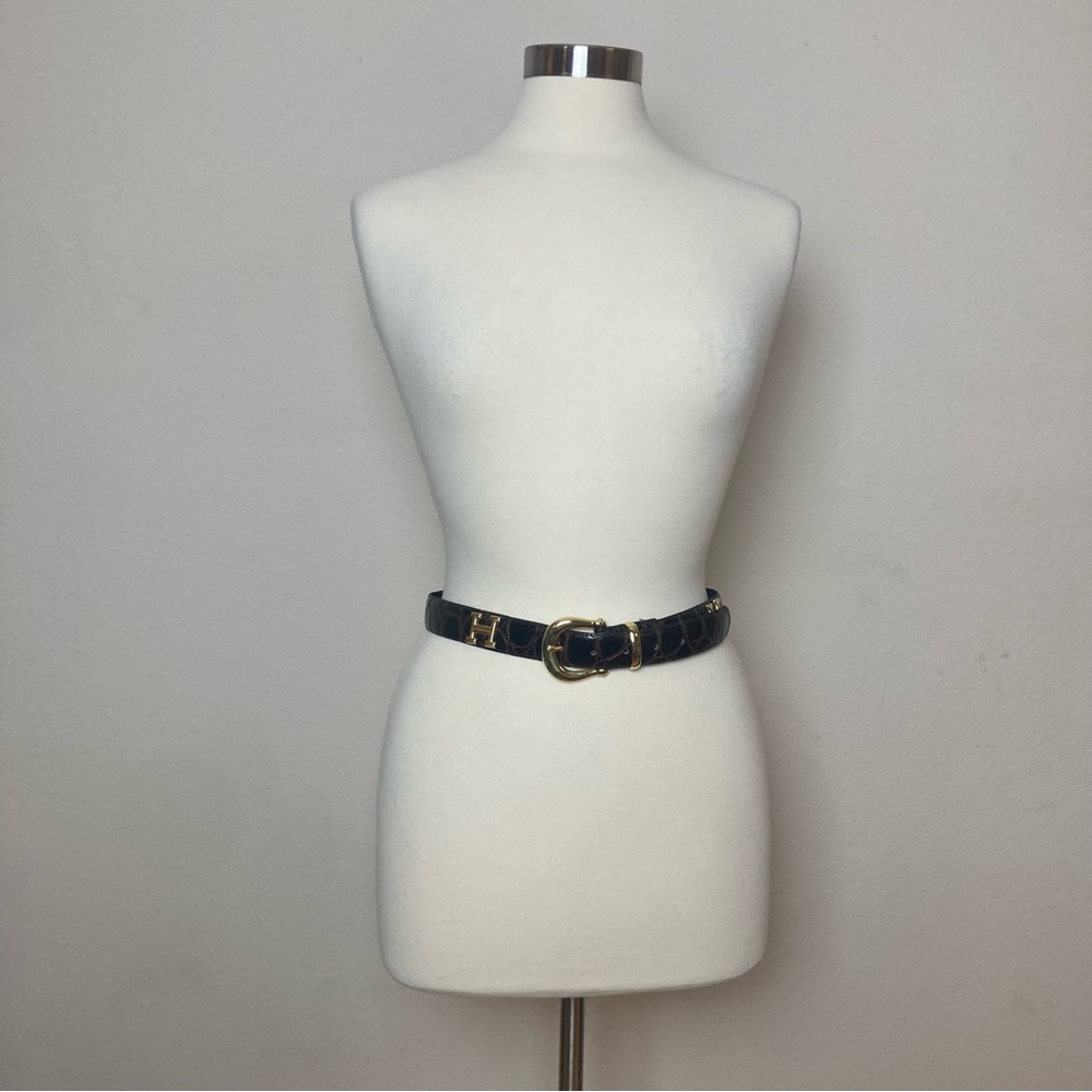 Fantastic “H” Brown Embossed Faux Leather Initial Belt - Picture 5 of 6